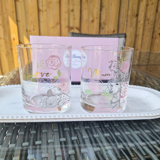 101 Dalmatians set of 2 love mum glasses with pink tone
