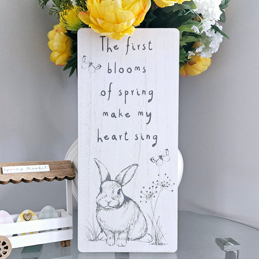 Sketchy bunny spring plaque with butterflies and featured heart sing wording