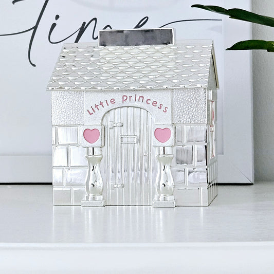 Little princess silver-plated Wendy house shaped money box