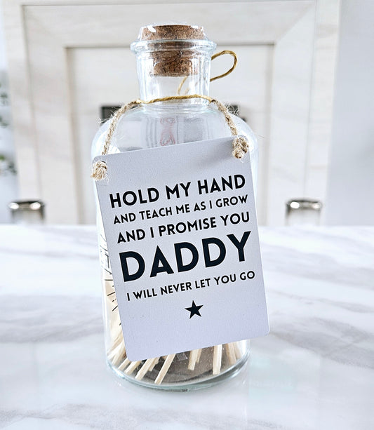 Mini hold my hand Daddy metal sign with jute string and star