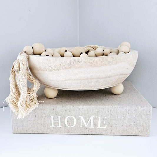 Paulownia wood styling bowl with round balls as feet 