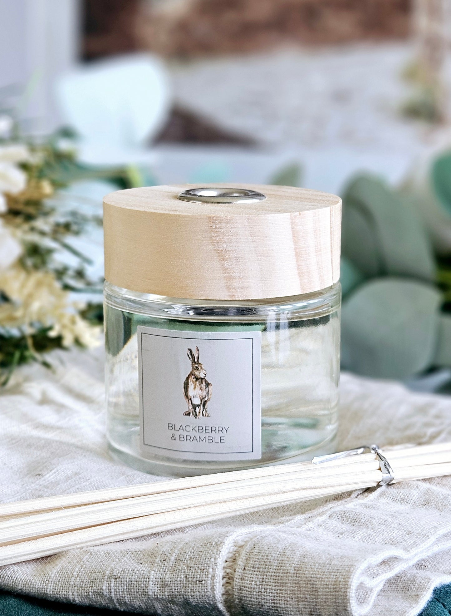 meg hawkins blackberry and bramble diffuser with hare illustration