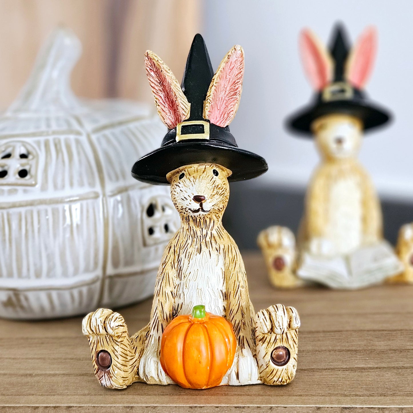 Halloween Sitting Witch Rabbit With Pumpkin