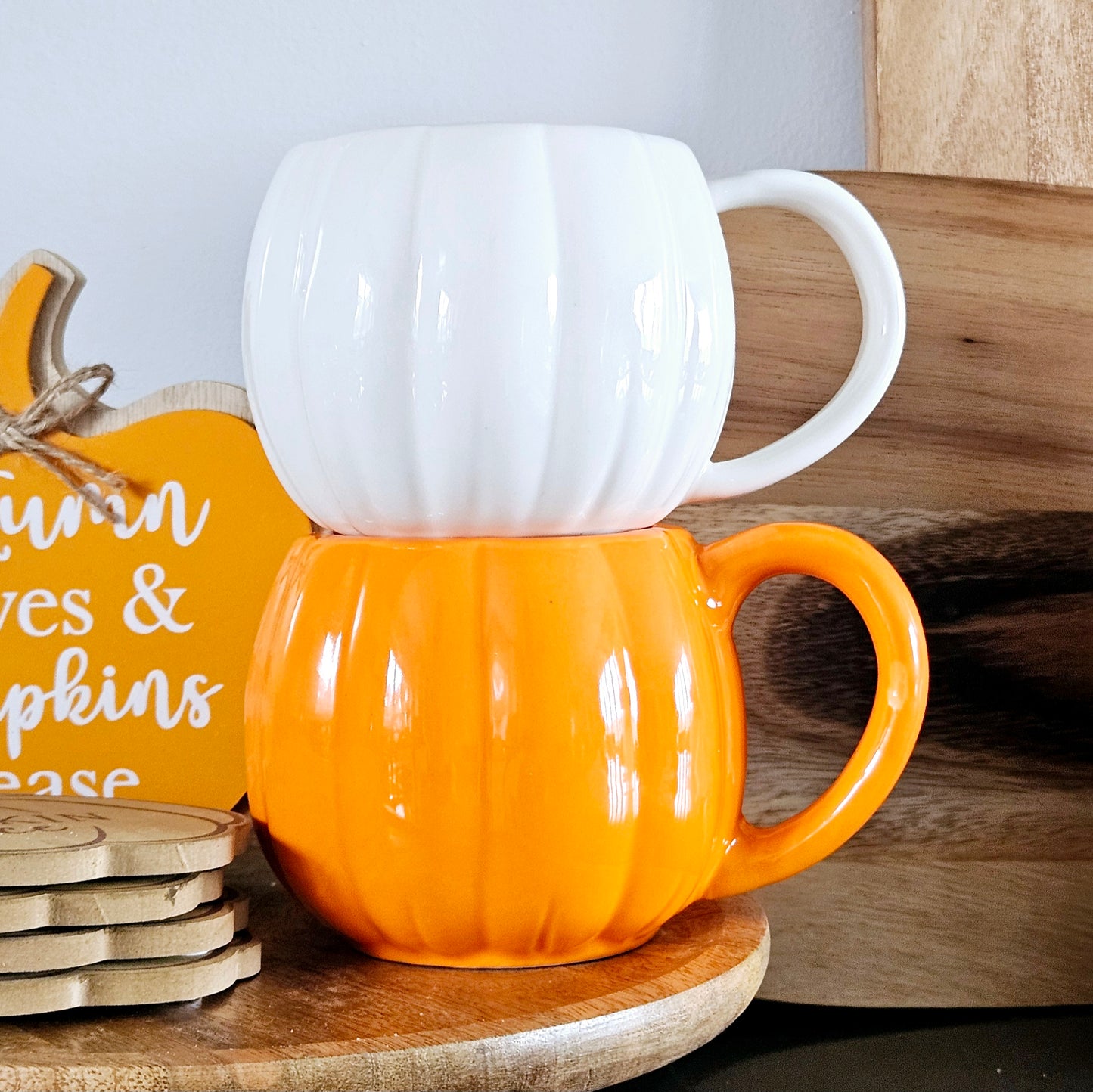 White Shaped Ceramic Pumpkin Mug