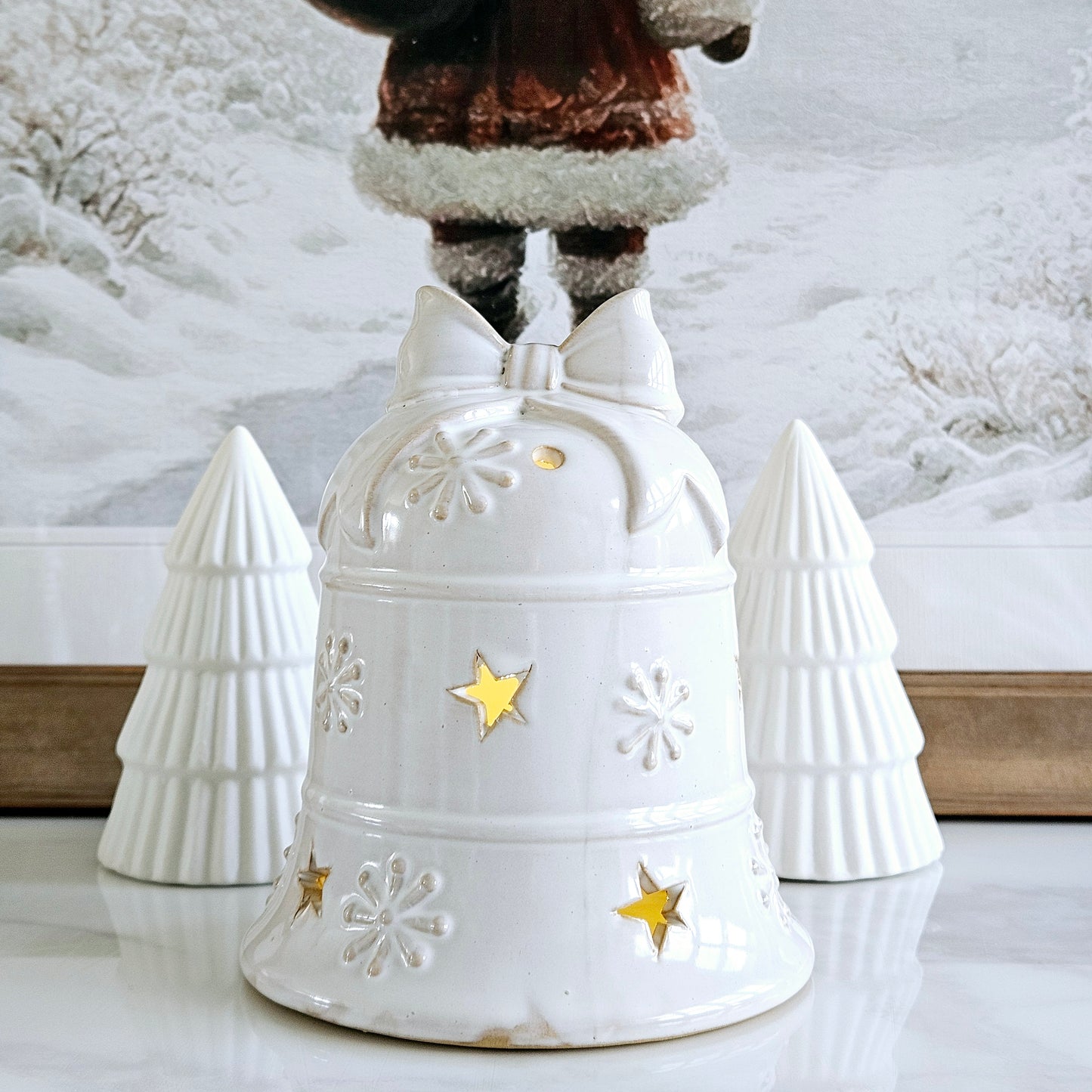Led White Bell Ornament Large