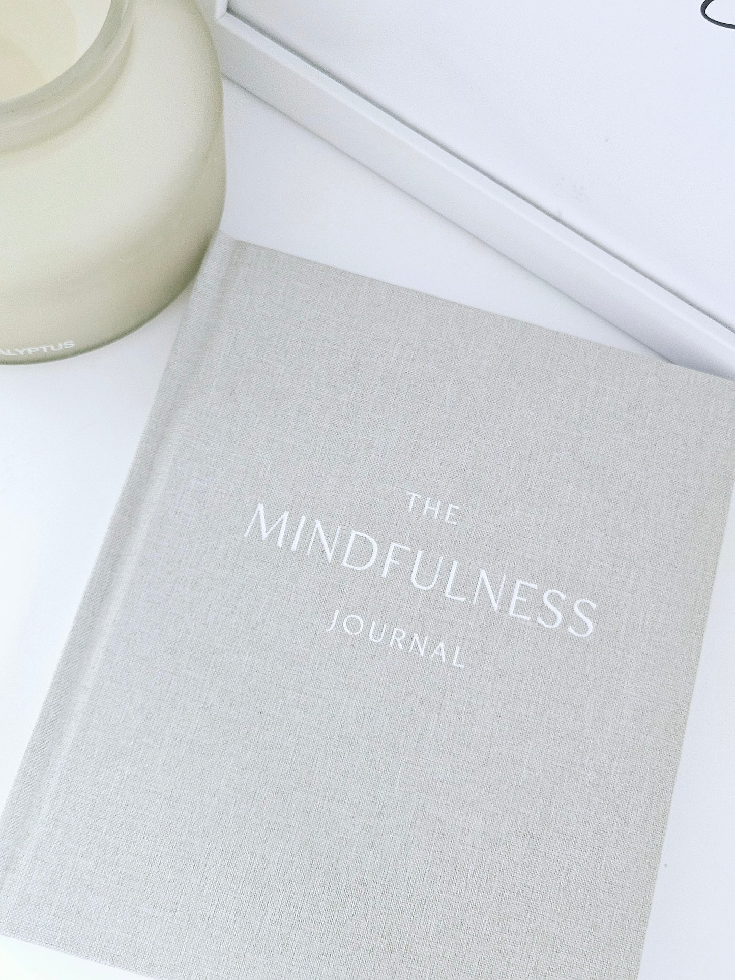 mindfulness journal by Sophia in gray and white hardback
