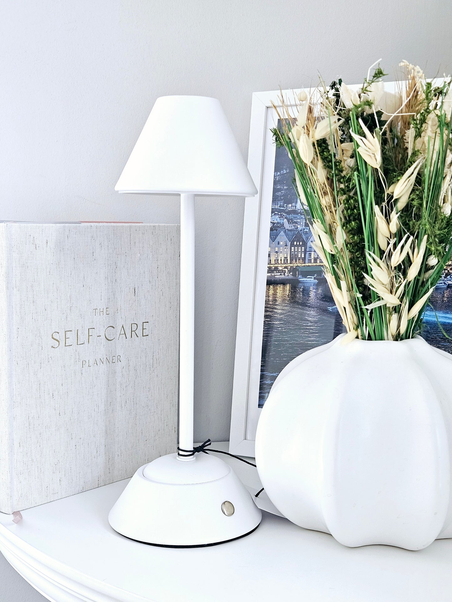 hestia white touch led table lamp