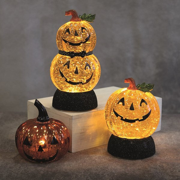 Pumpkin Stack LED Spinner | Halloween Glitter Water Spinner Decoration