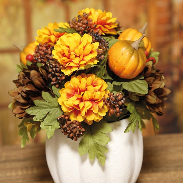 Autumn Floral Ceramic Vase | Pumpkin Autumn Arrangement