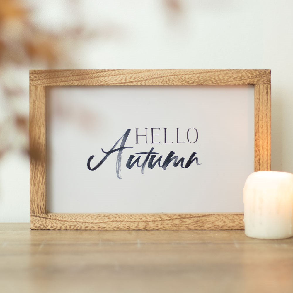 Hello Autumn Wooden Framed Sign