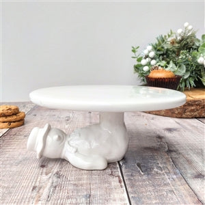 Ceramic Snowman Cake Stand 17cm white