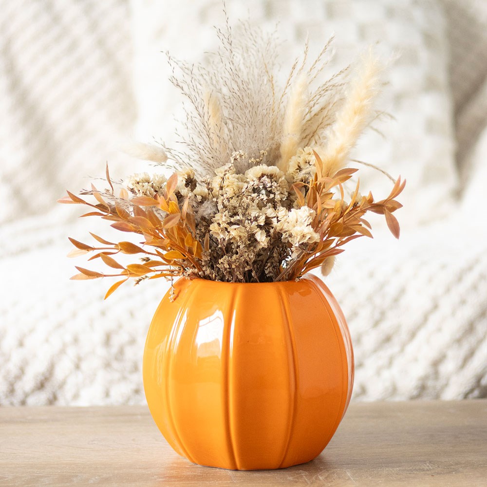 Orange pumpkin-shaped vase