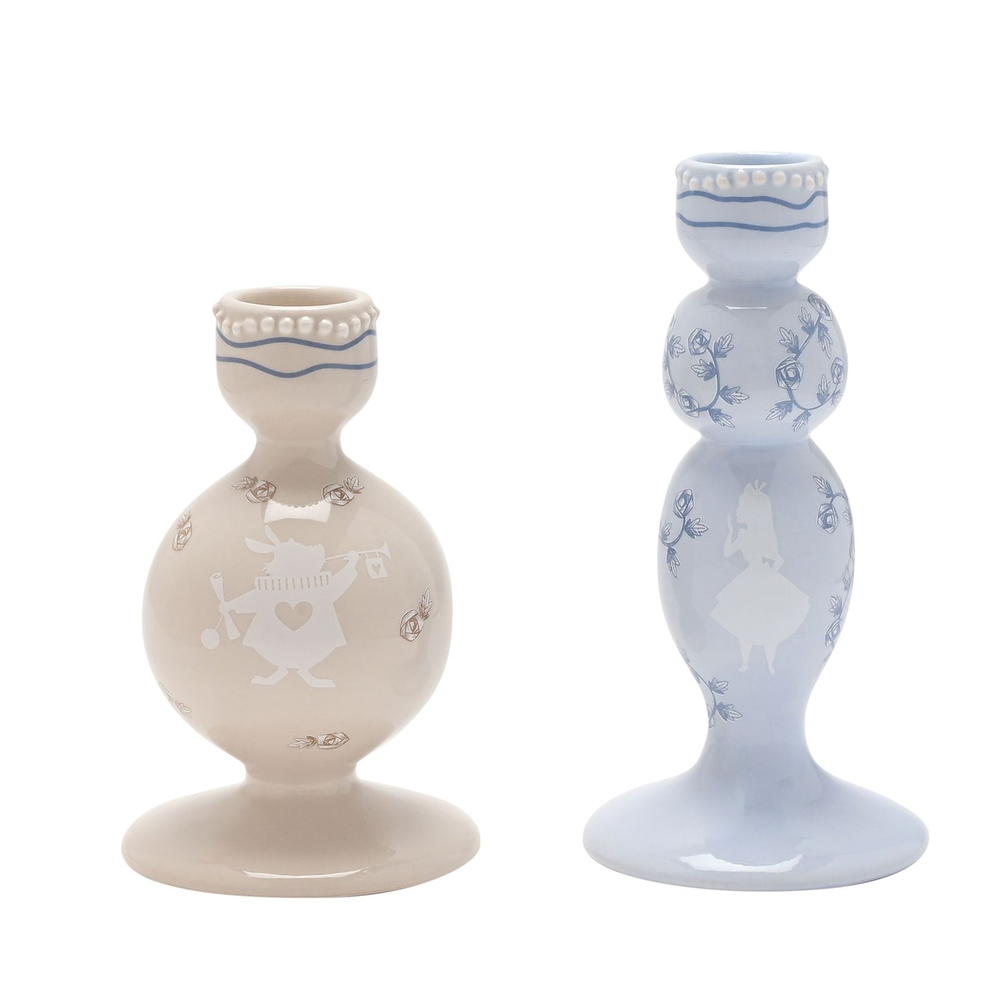 BACK APRIL... Alice In Wonderland Set Of 2 Taper Candle Holders