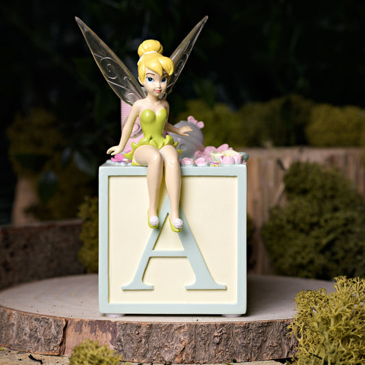 disney tinker bell money box with alphabet and flowers