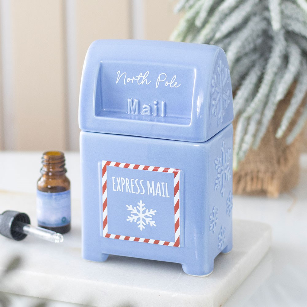 North Pole Postbox Oil Burner blue express mail