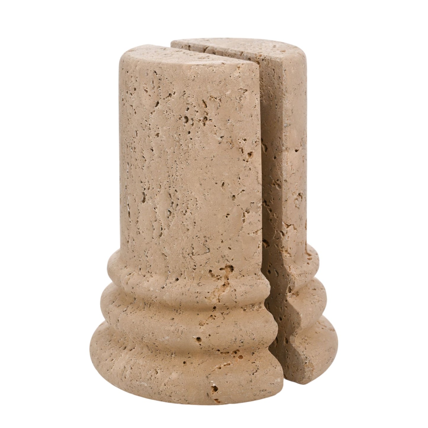 travertine column stone bookends earthy decor hestia