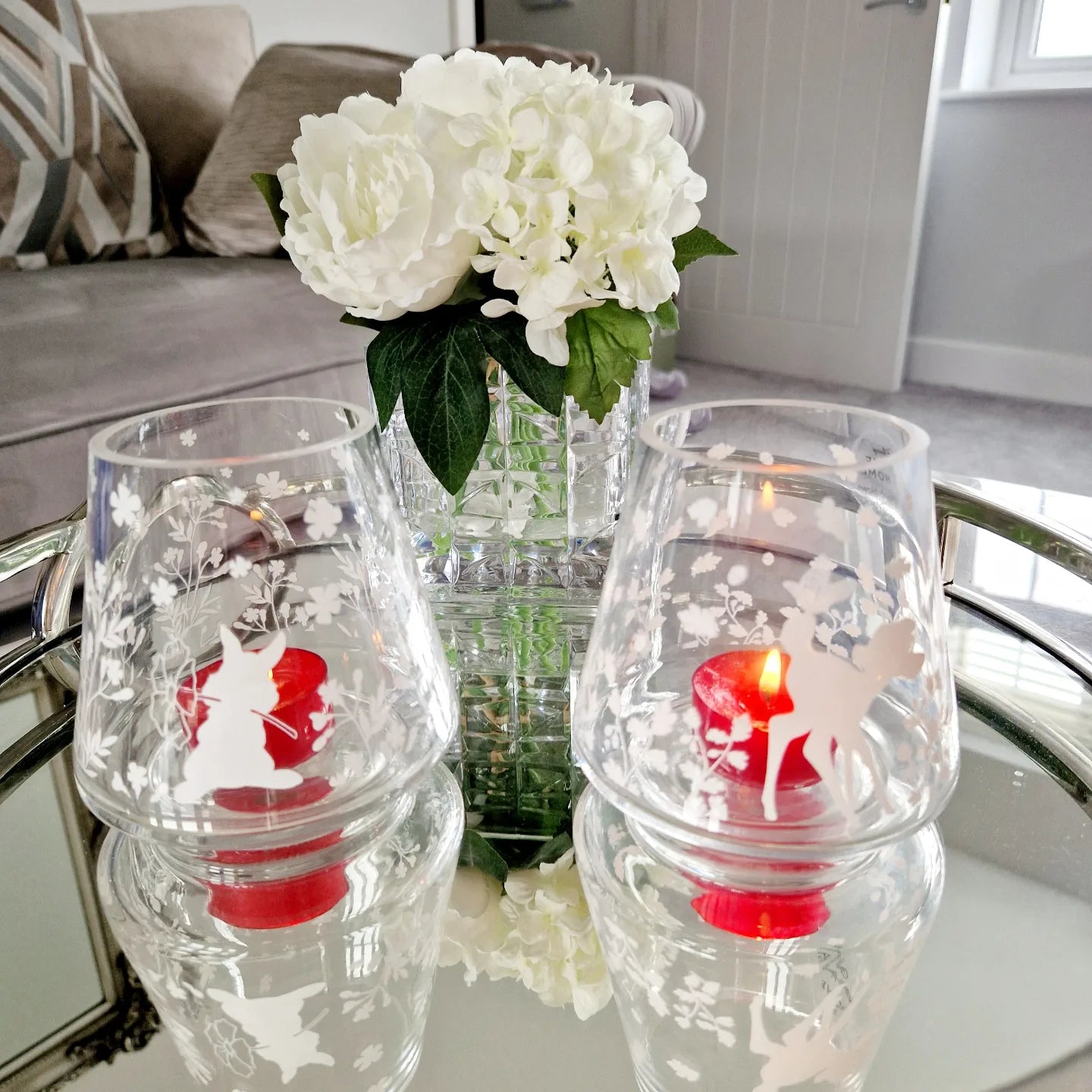 bambi and thumper Disney set of 2 glass candle holders