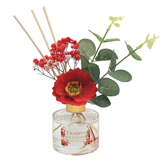 Poppy Reed Diffuser With Floral Scent And Artificial Flowers With The Reed Sticks 8cm