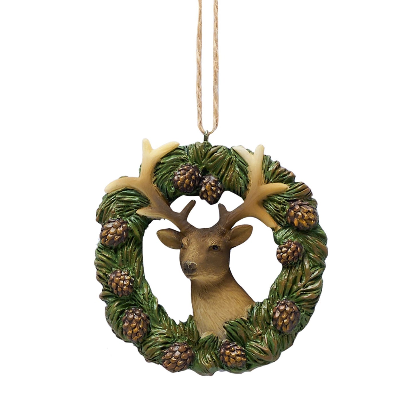 reindeer and pinecones wreath christmas tree decoration