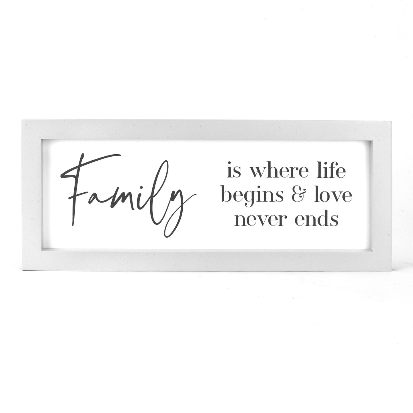 family plaque 40cm quoted is where life begins & love never ends