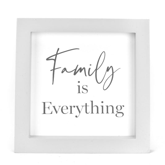 family is everything 22cm plaque in a white frame