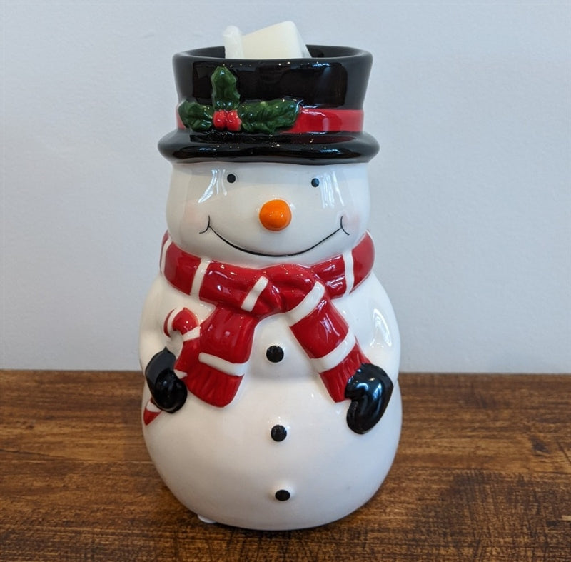 Snowman with hat and red scarf oil burner and wax warmer