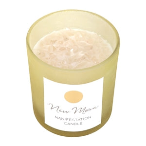 new moon manifesting crystal chip candle