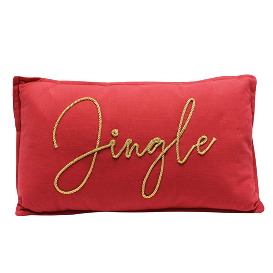 Jingle red cushion with embroider gold jungle