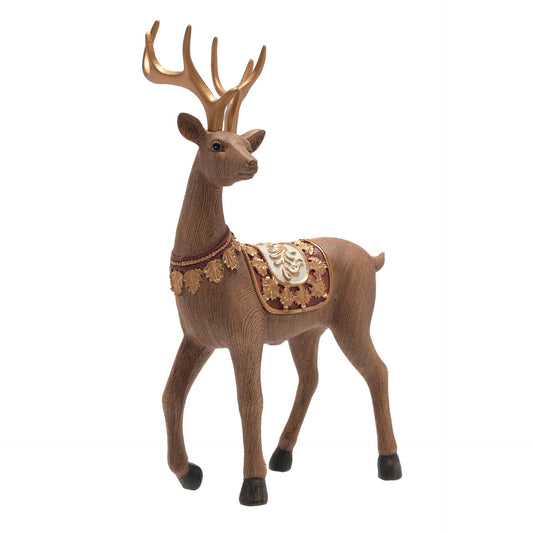 standing brown and gold reindeer with gold smooth antlers made off resin