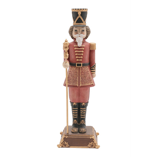 Standing Soldier in red and gold on a pillar stand large
