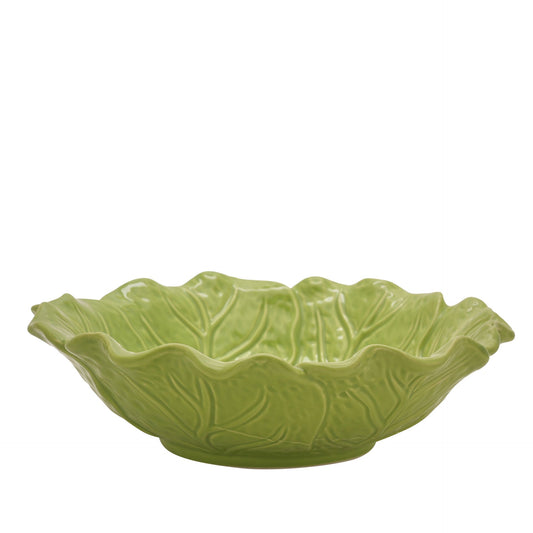 large green cabbage bowl by cottage garden