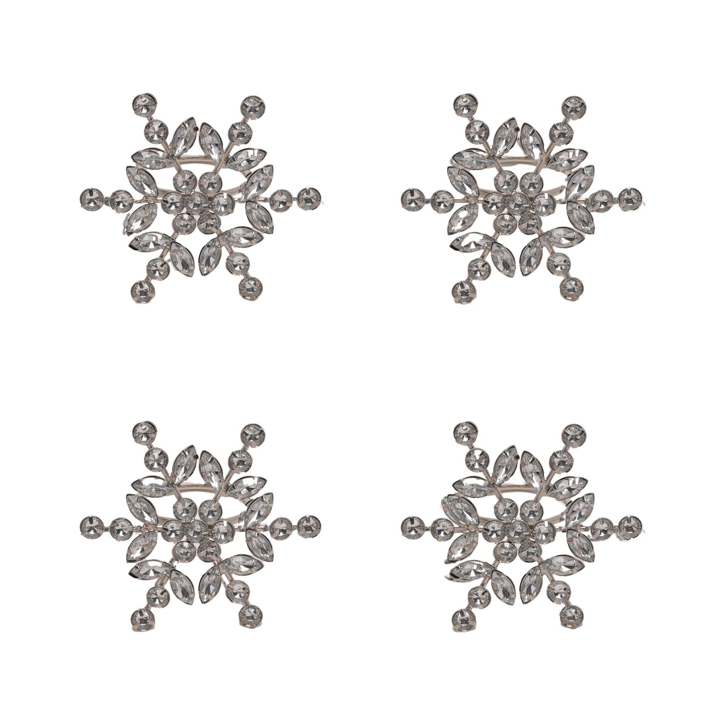 Set of 4 crystal snowflake napkin rings