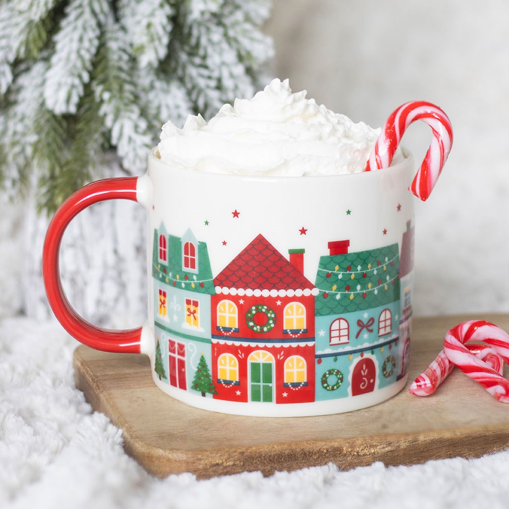 christmas Street Print Mug with festive street design