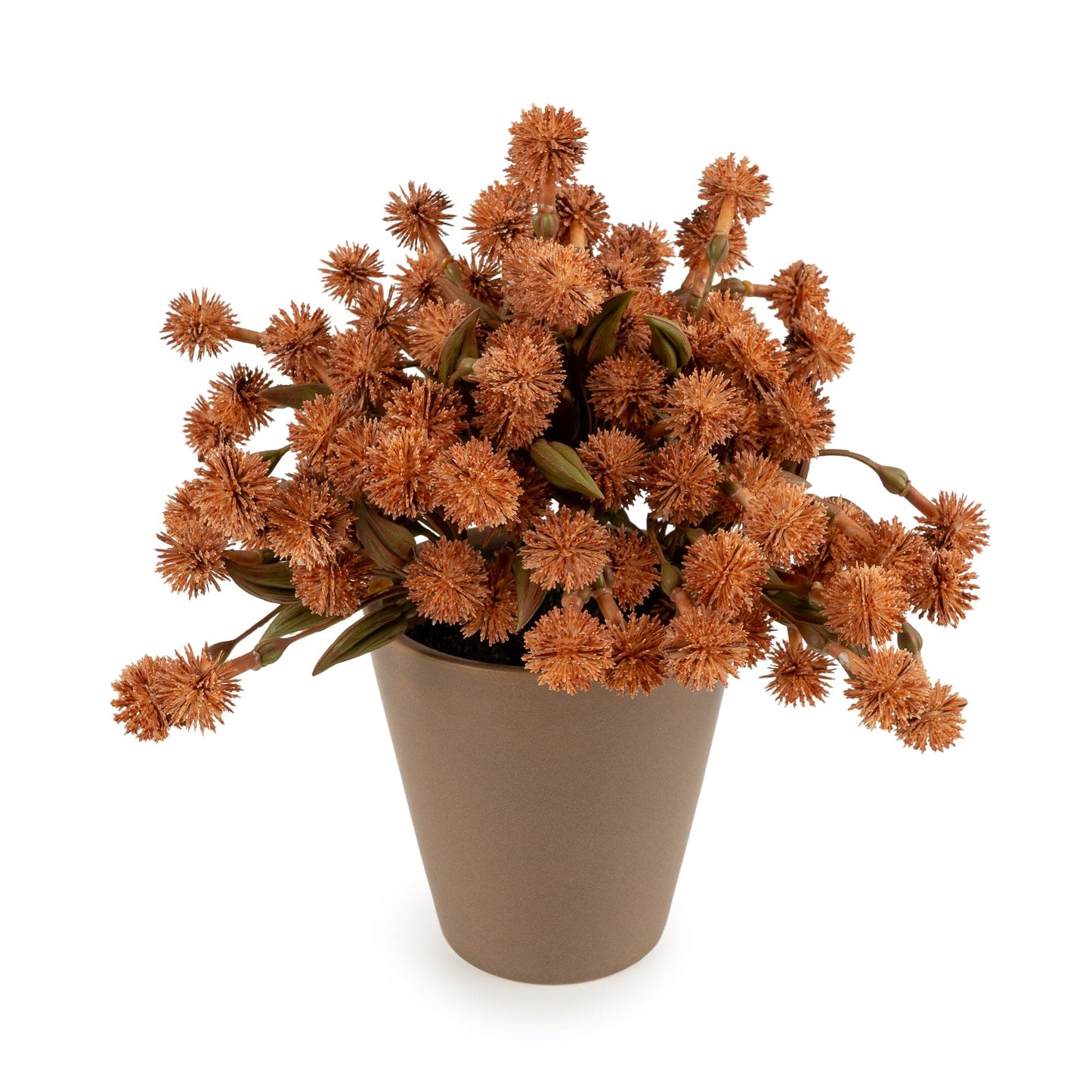 20cm artificial orange allium plant in a decorative pot for home and office décor.
