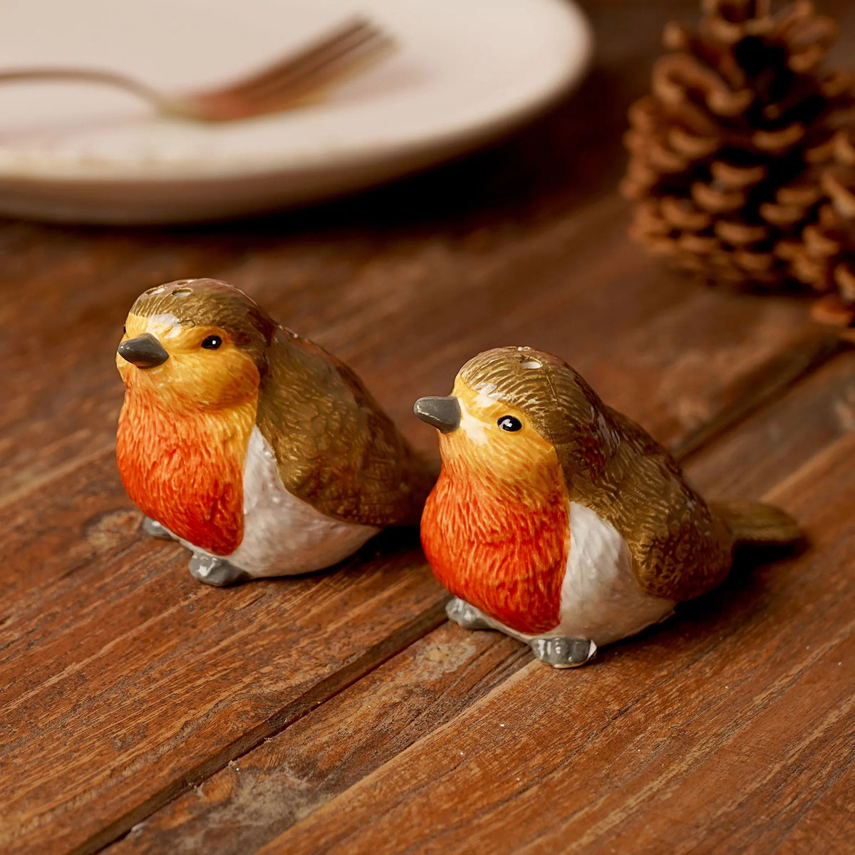 Country Living robin salt and pepper pots with decorative bird design