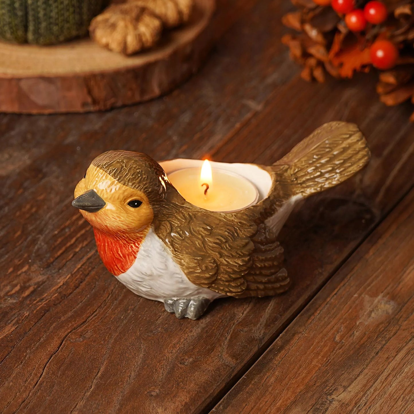 Robin shaped tea light candle holder
