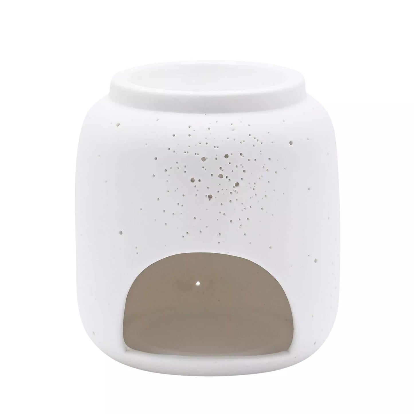 white pin holed ceramic wax and oil burner by hestia
