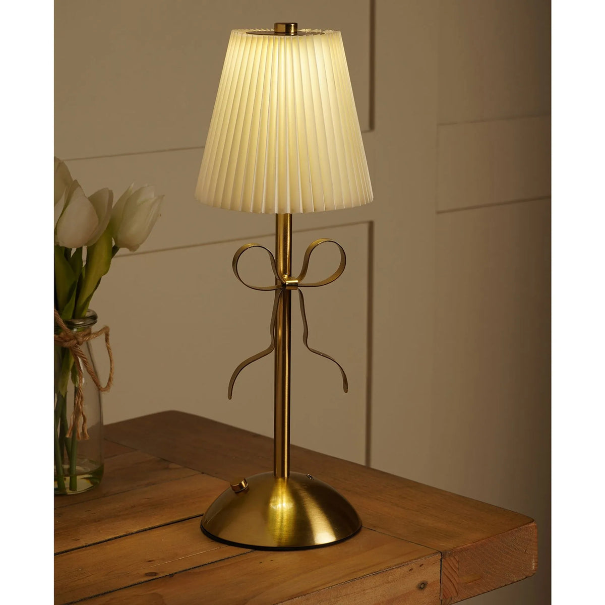 Brass Bow LED Rechargeable Touch Lamp