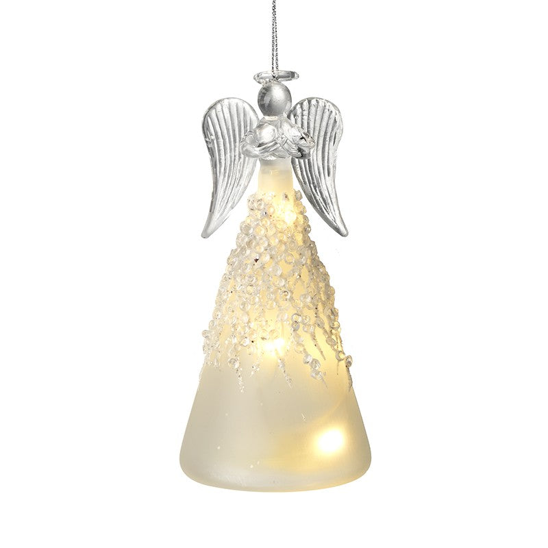glass light up angel tree decoration 13cm