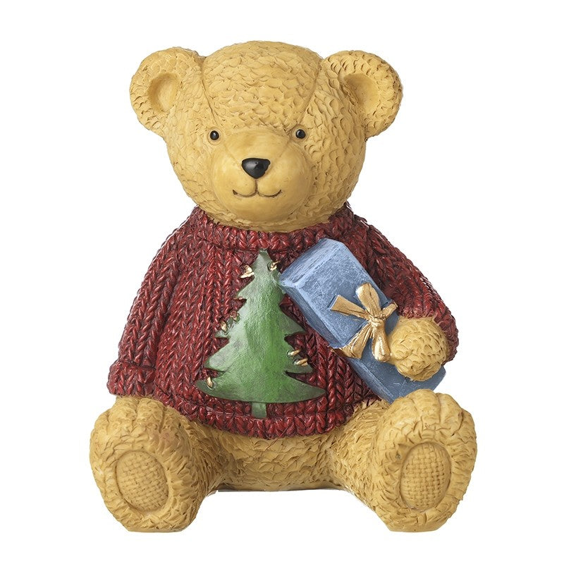 Sitting bear in jumper Christmas decoration