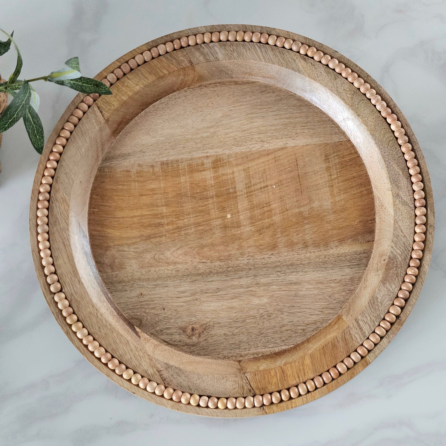 Round Wooden Beaded Plate 40cm