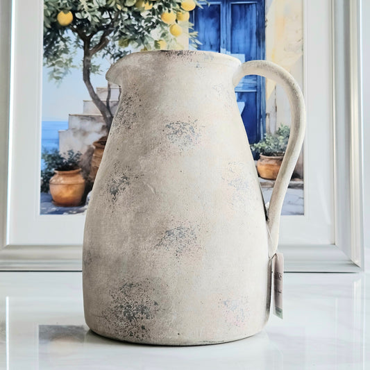 terracotta rustic finish jug vase with small handle