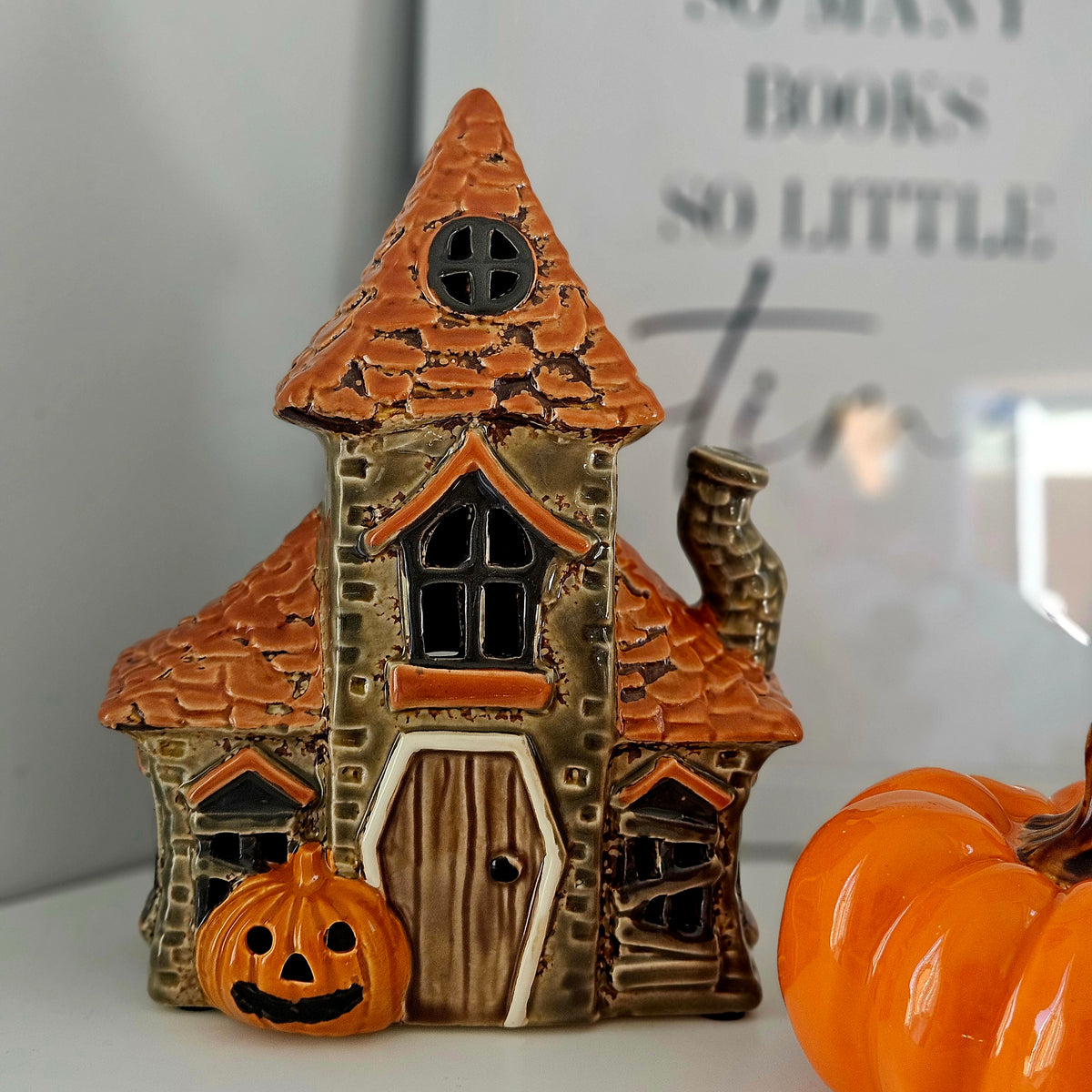 Halloween Haunted House Tealight Holder | Ceramic Candle House 19.5cm