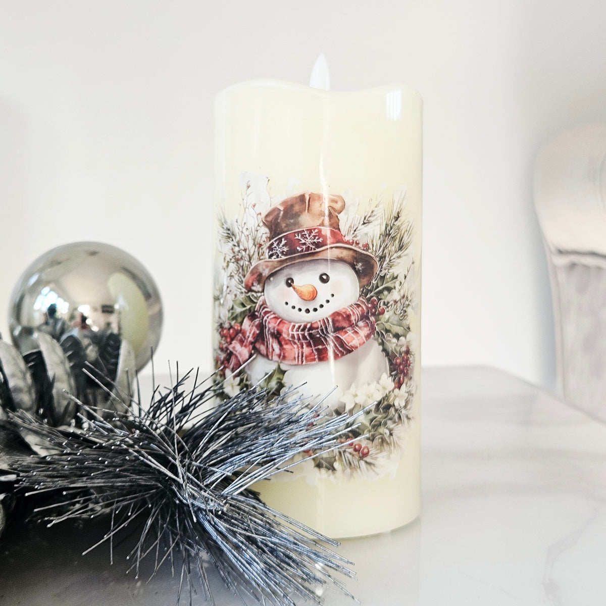 LED Snowman Christmas Candle 15cm