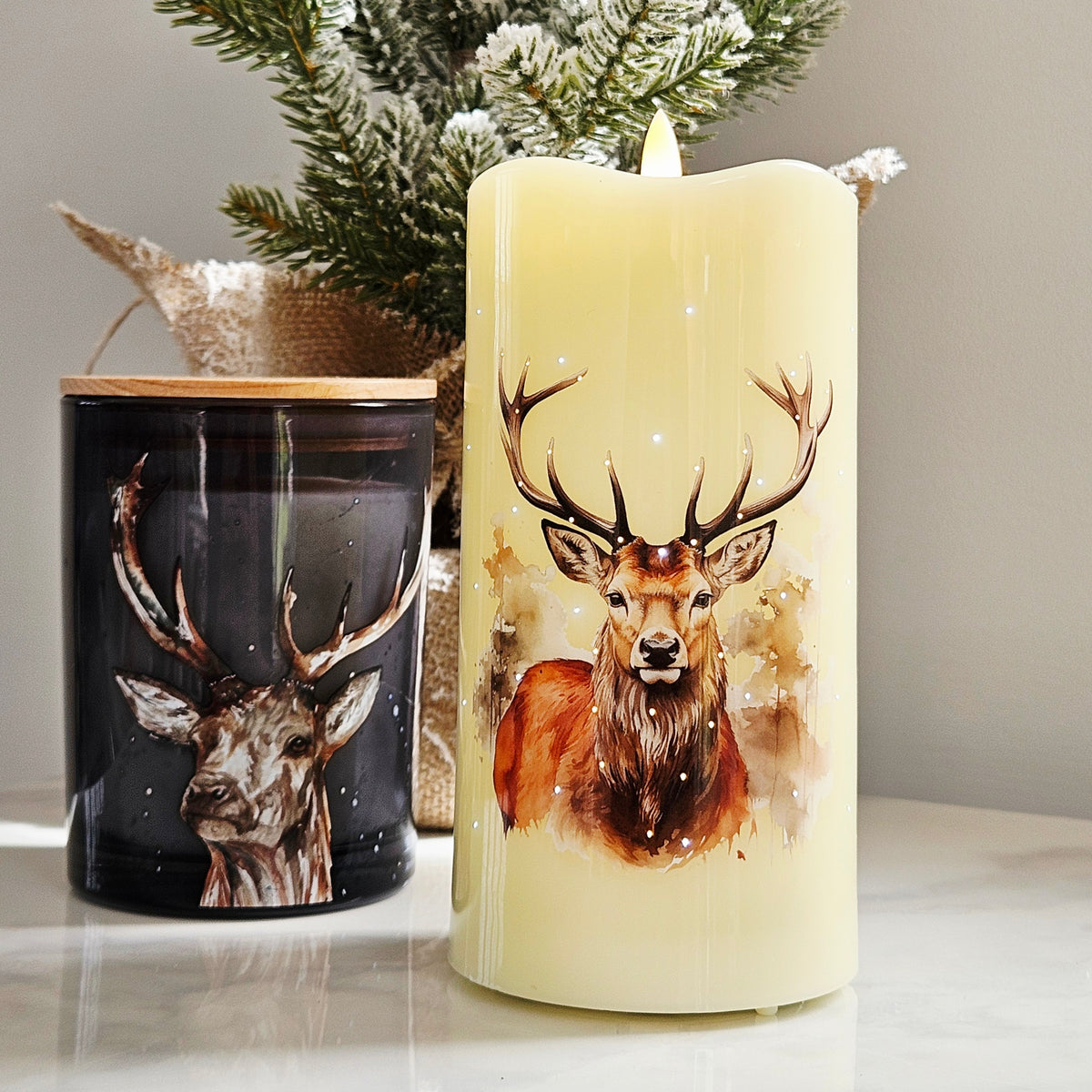 LED Stag Candle 7.5cm x 15cm