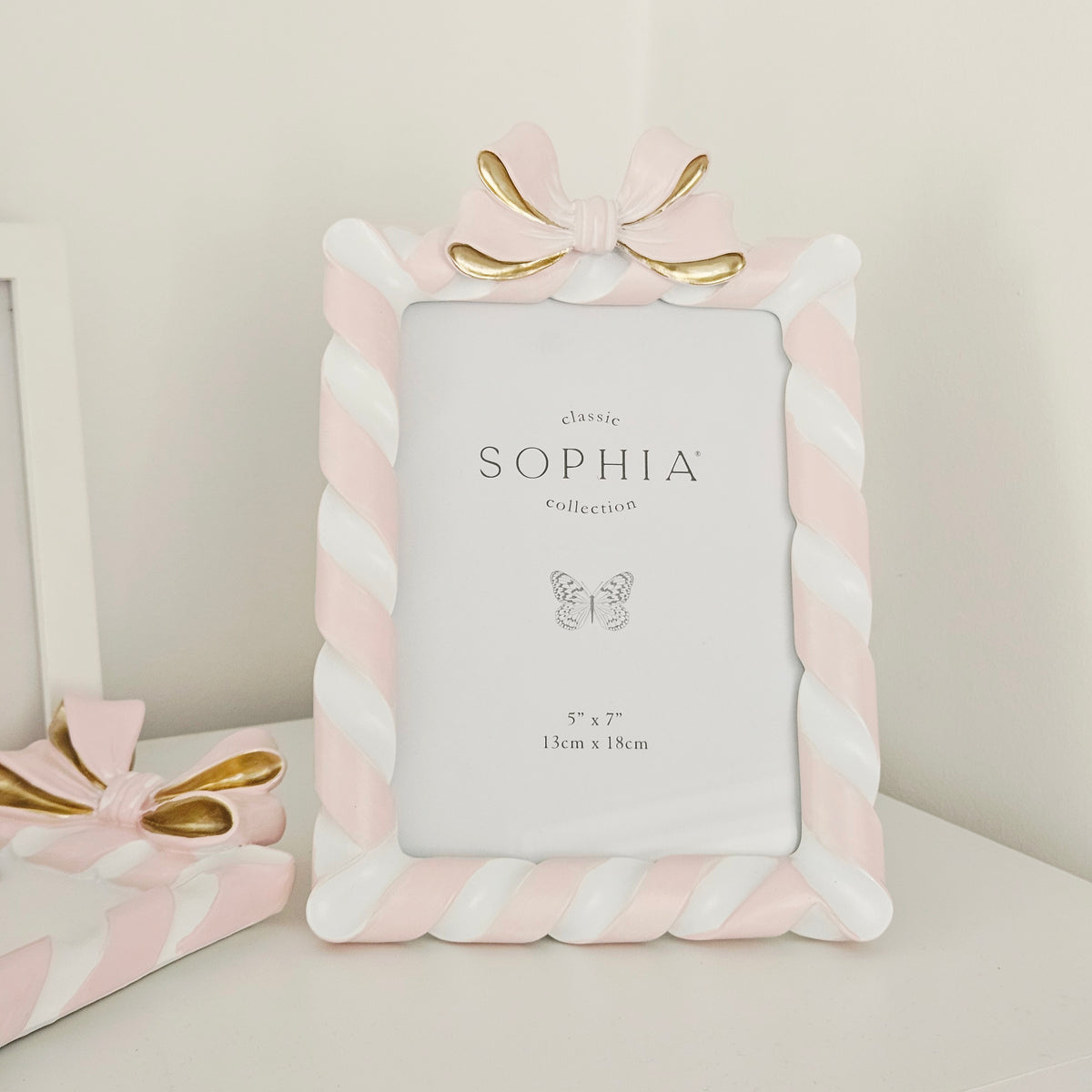 Pink Resin Photo Frame 5x7 - Bow Design