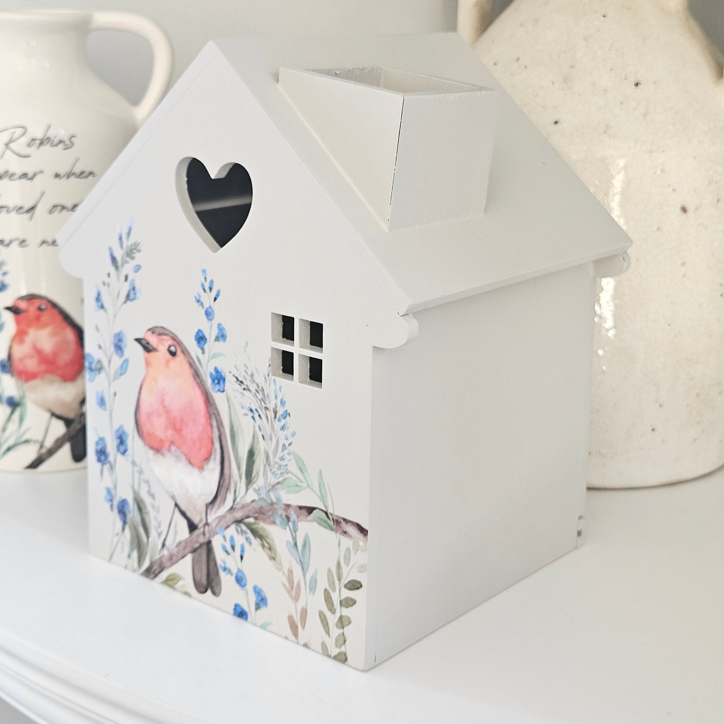 Robin House Tissue Box Cover – Wooden Decorative Tissue Box Holder