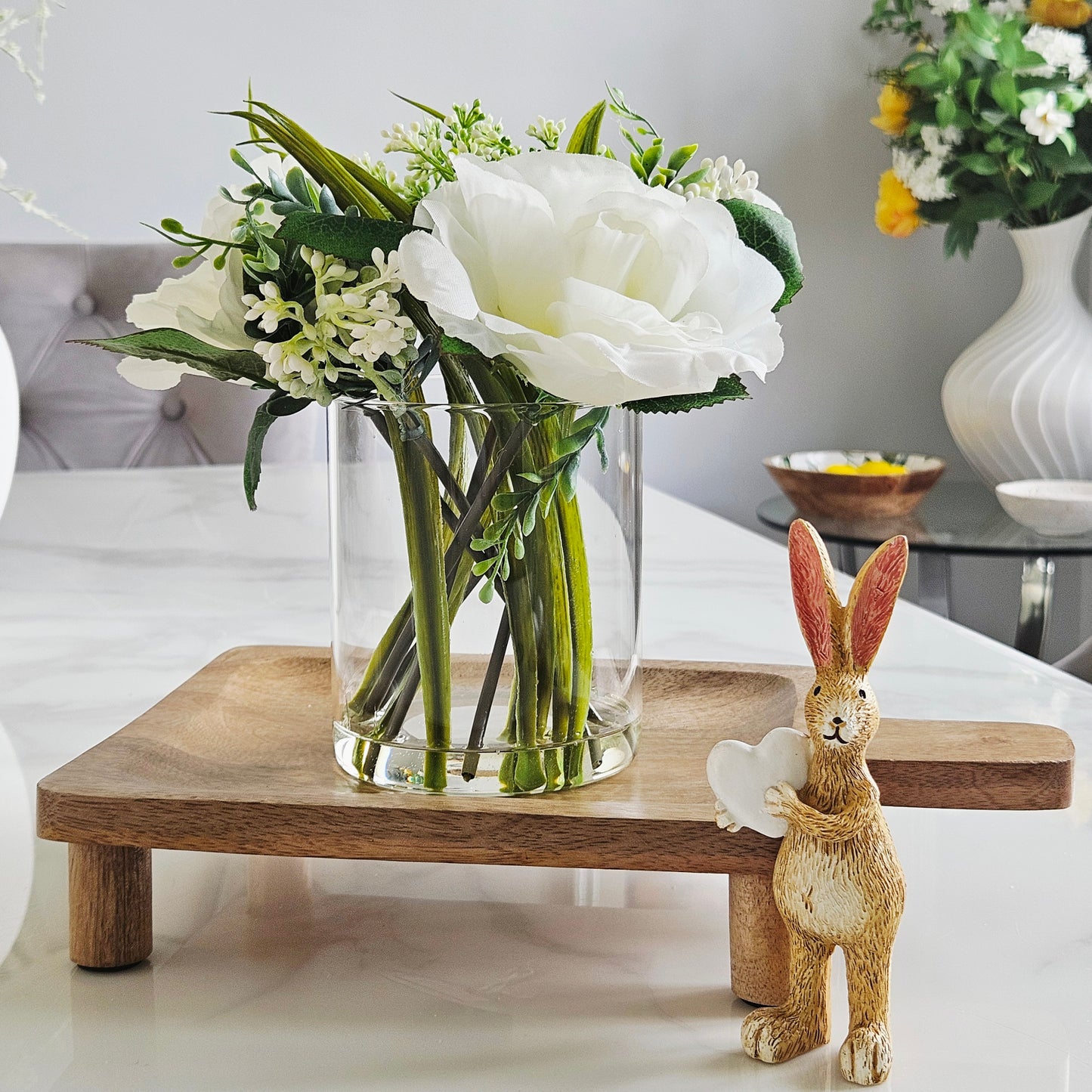 Roses In Clear Glass Vase