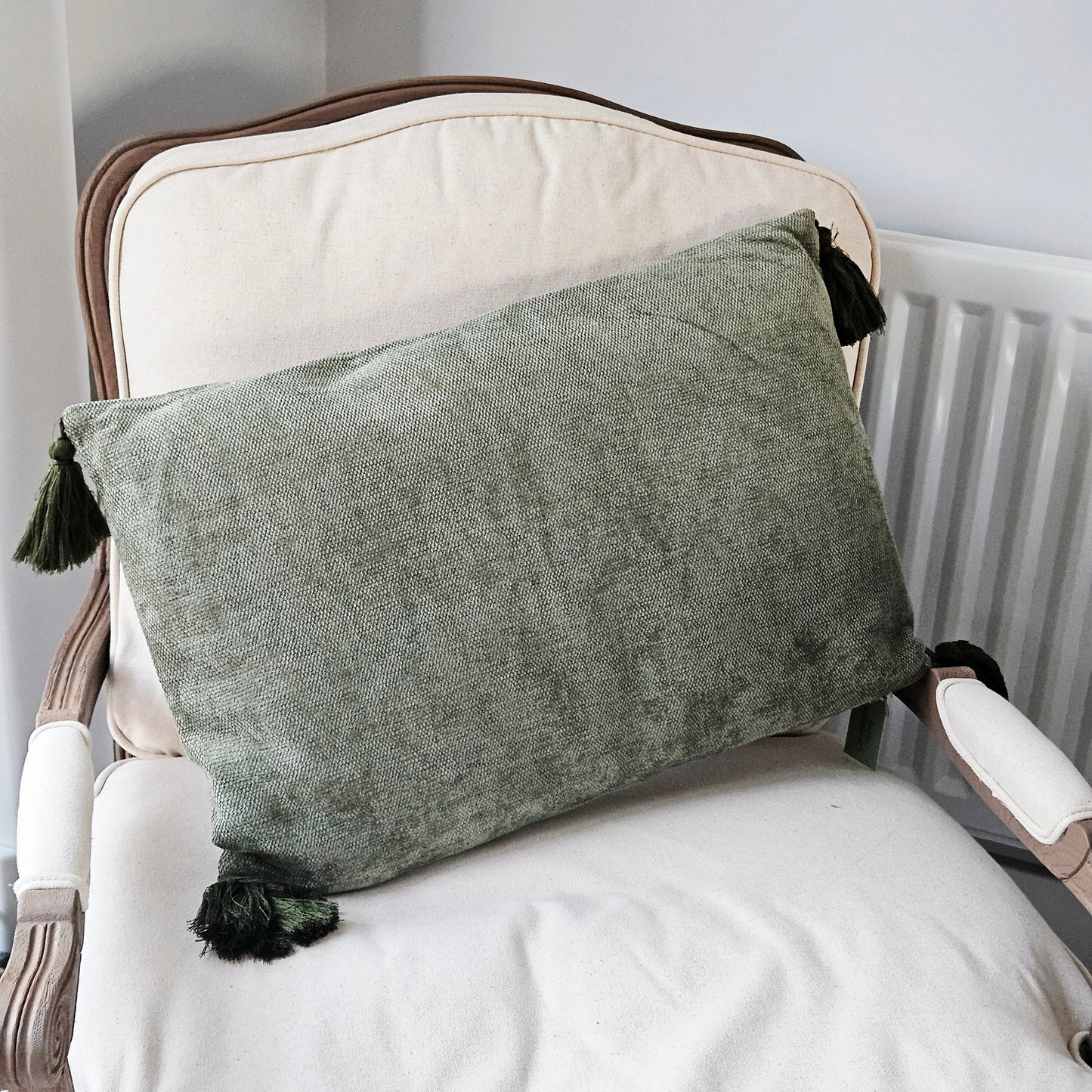 Green Tasselled Rectangular Cushion