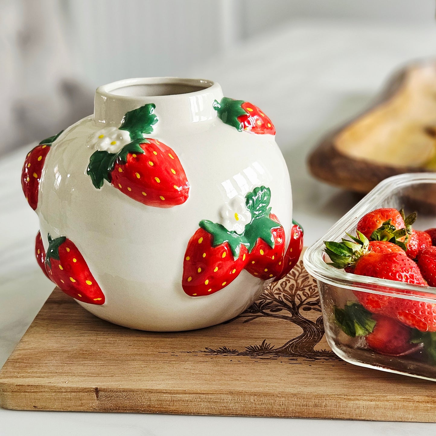 Strawberry Hand Painted Vase